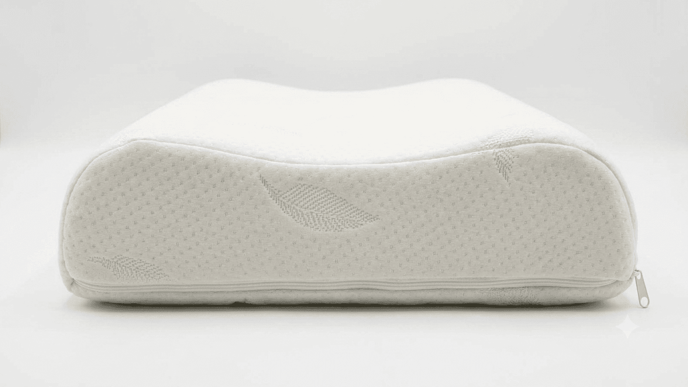 Almohada Memory Foam - Vista lateral con contorno cervical - Colchones Posada